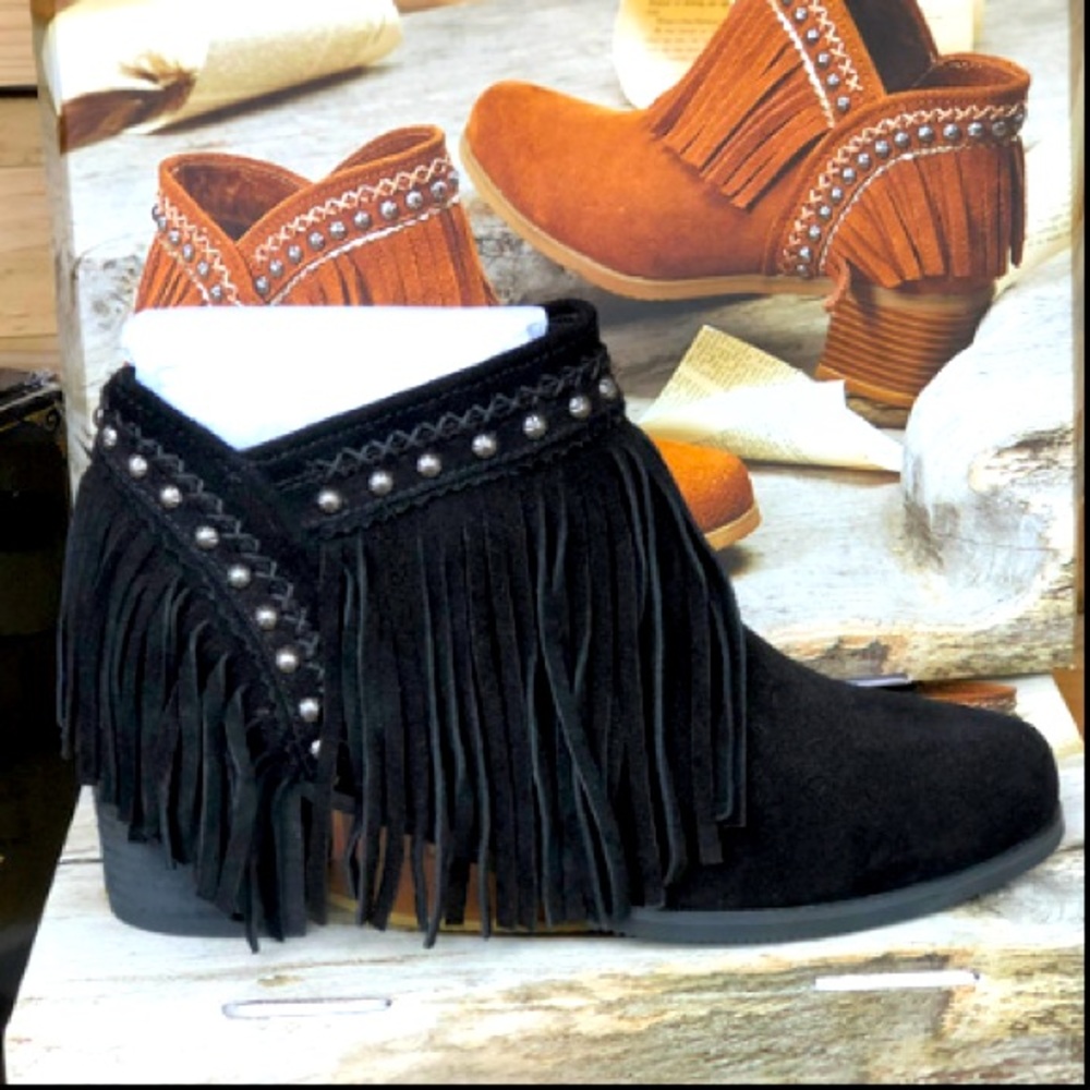 Trinity Ranch Leather Fringe Booties